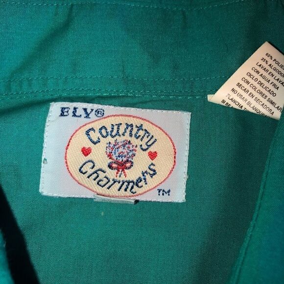 Ely Country Charmer South‎ Floral Embroidered Western Shirt Pearl Snap Large - Picture 3 of 4